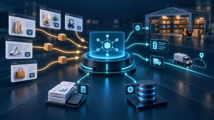 Panel integrujący kanały sprzedaży, magazyn, przesyłki i system ERP