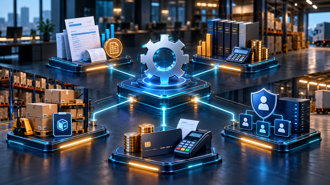 Centralna konfiguracja systemu ERP połączona z finansami, magazynem i dostępem użytkowników